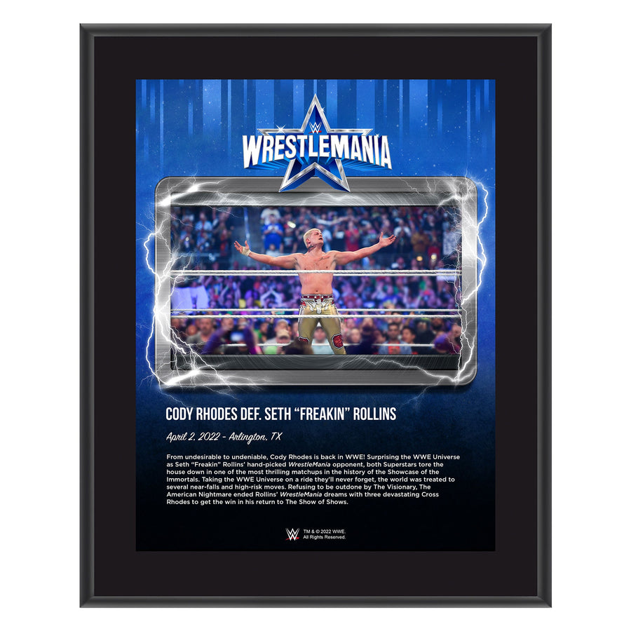 Cody Rhodes WrestleMania 38 10x13 Commemorative Plaque