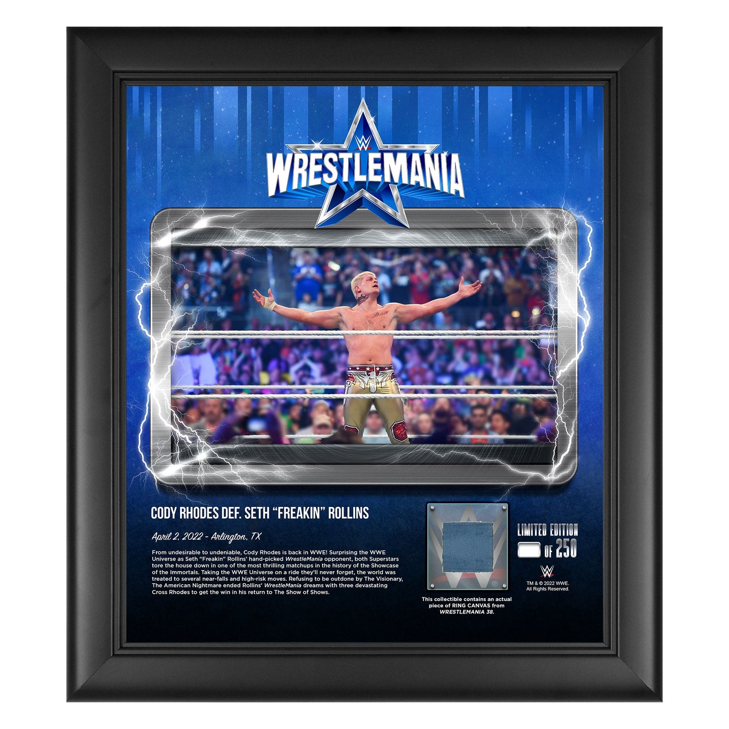 Cody Rhodes WrestleMania 38 15x17 Commemorative Plaque