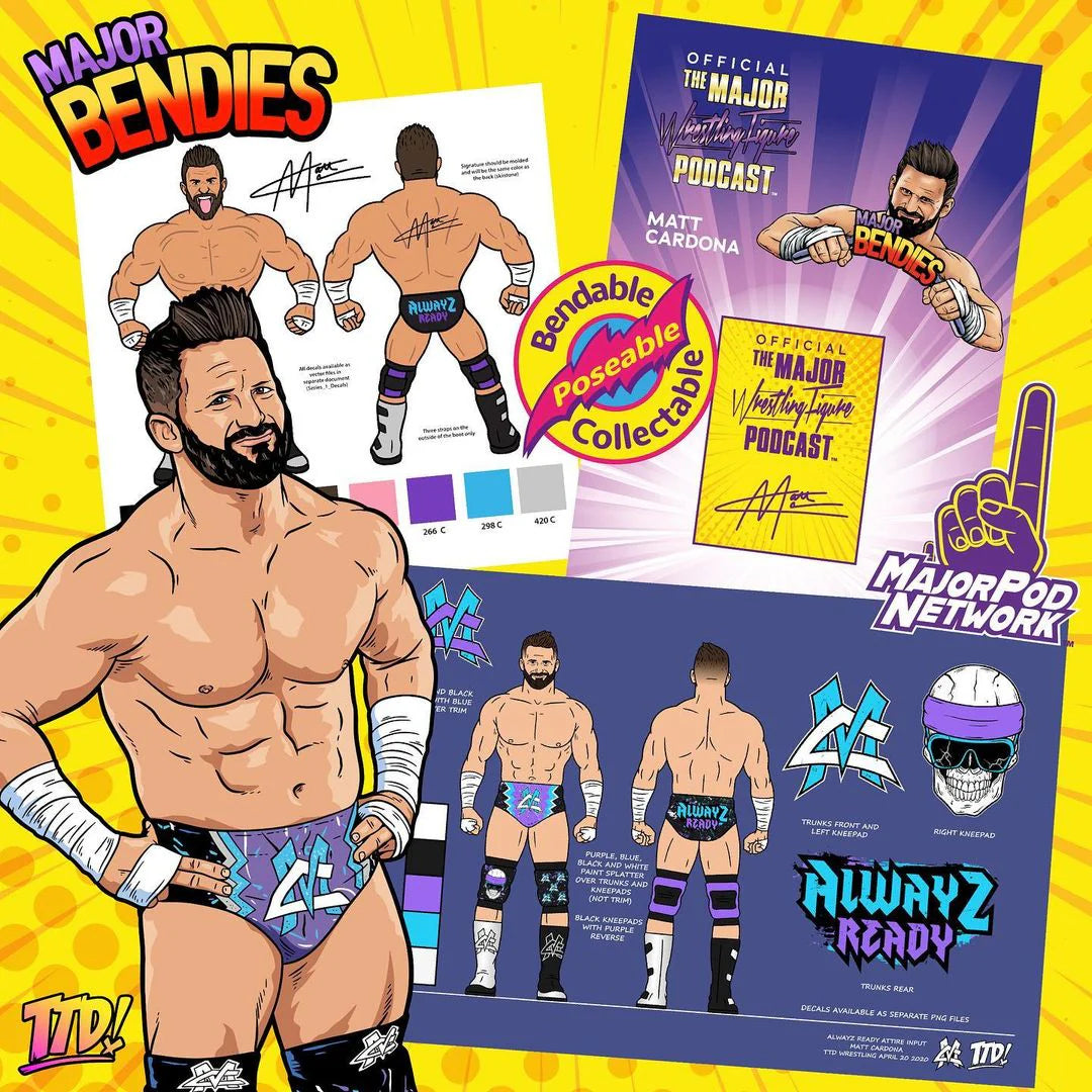 Major Wrestling Figure Podcast Major Bendies Series 1 Matt Cardona Action & Toy Figures PWcatalog