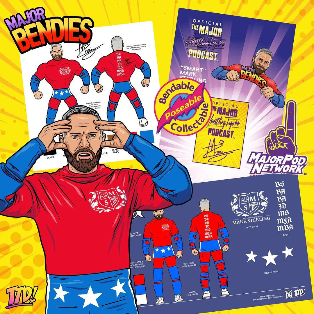 Major Wrestling Figure Podcast Major Bendies Series 1 "Smart" Mark Sterling Action & Toy Figures PWcatalog