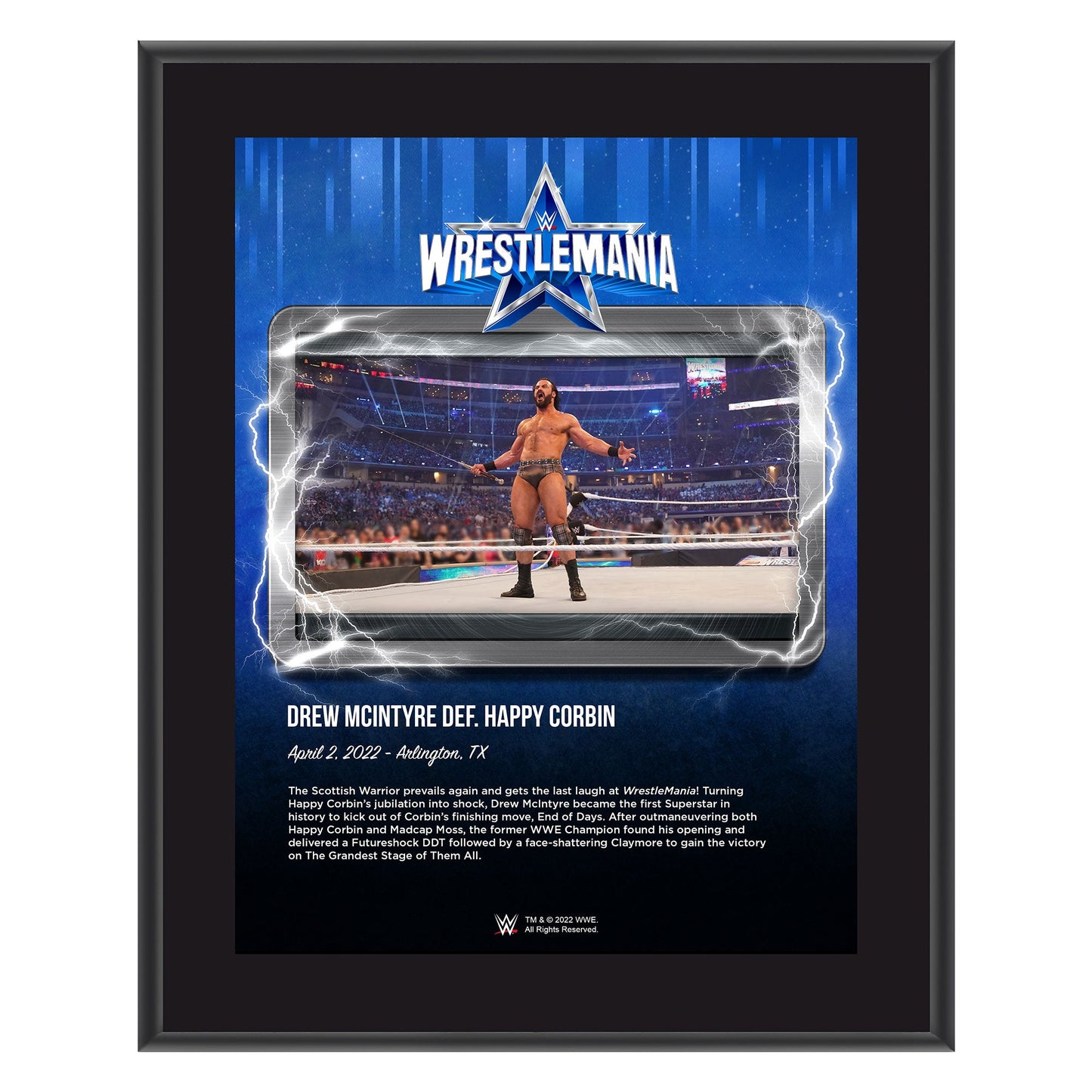 Drew McIntyre WrestleMania 38 10x13 Commemorative Plaque