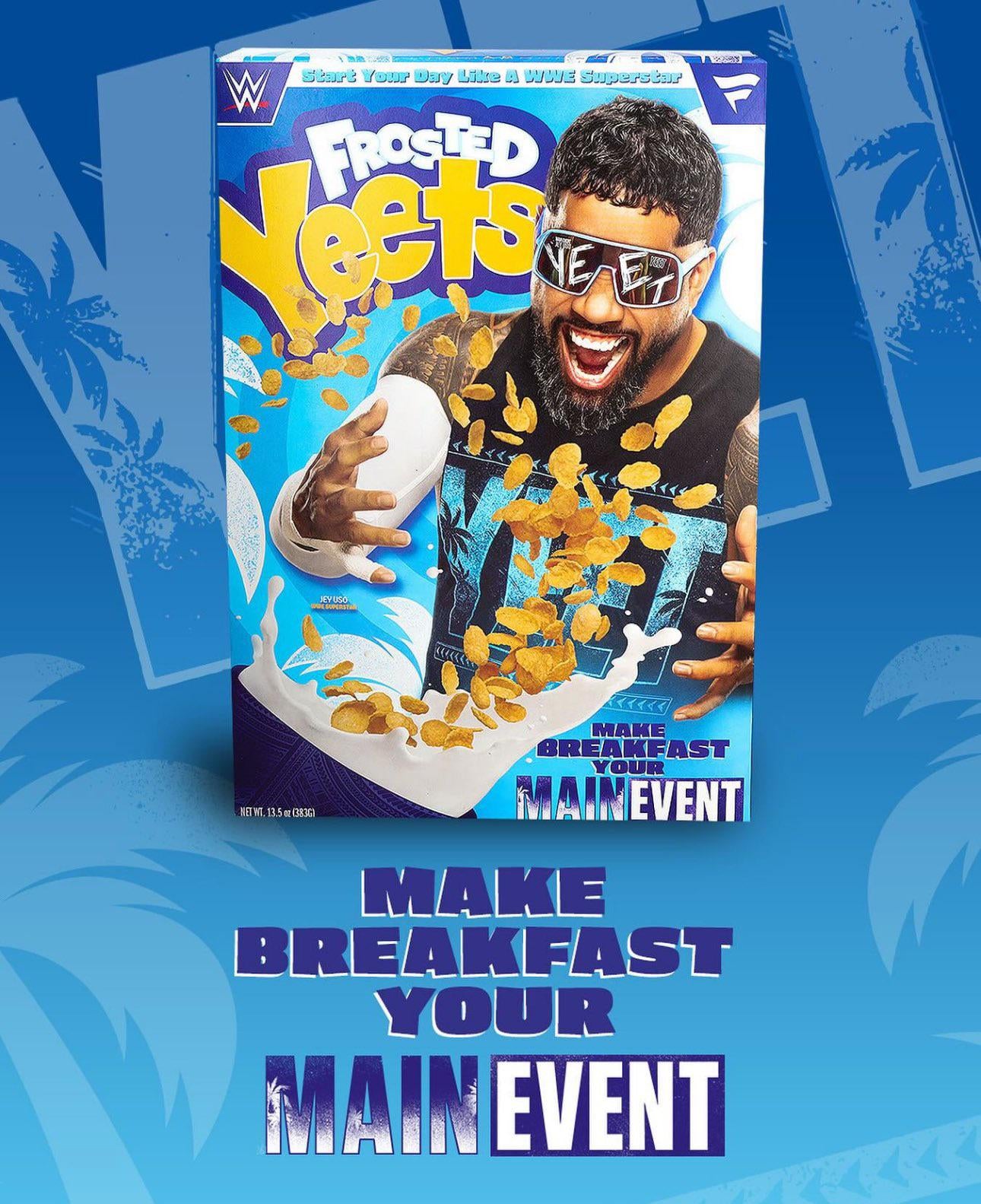 Jey Uso WWE Frosted Yeets Cereal Box PWcatalog