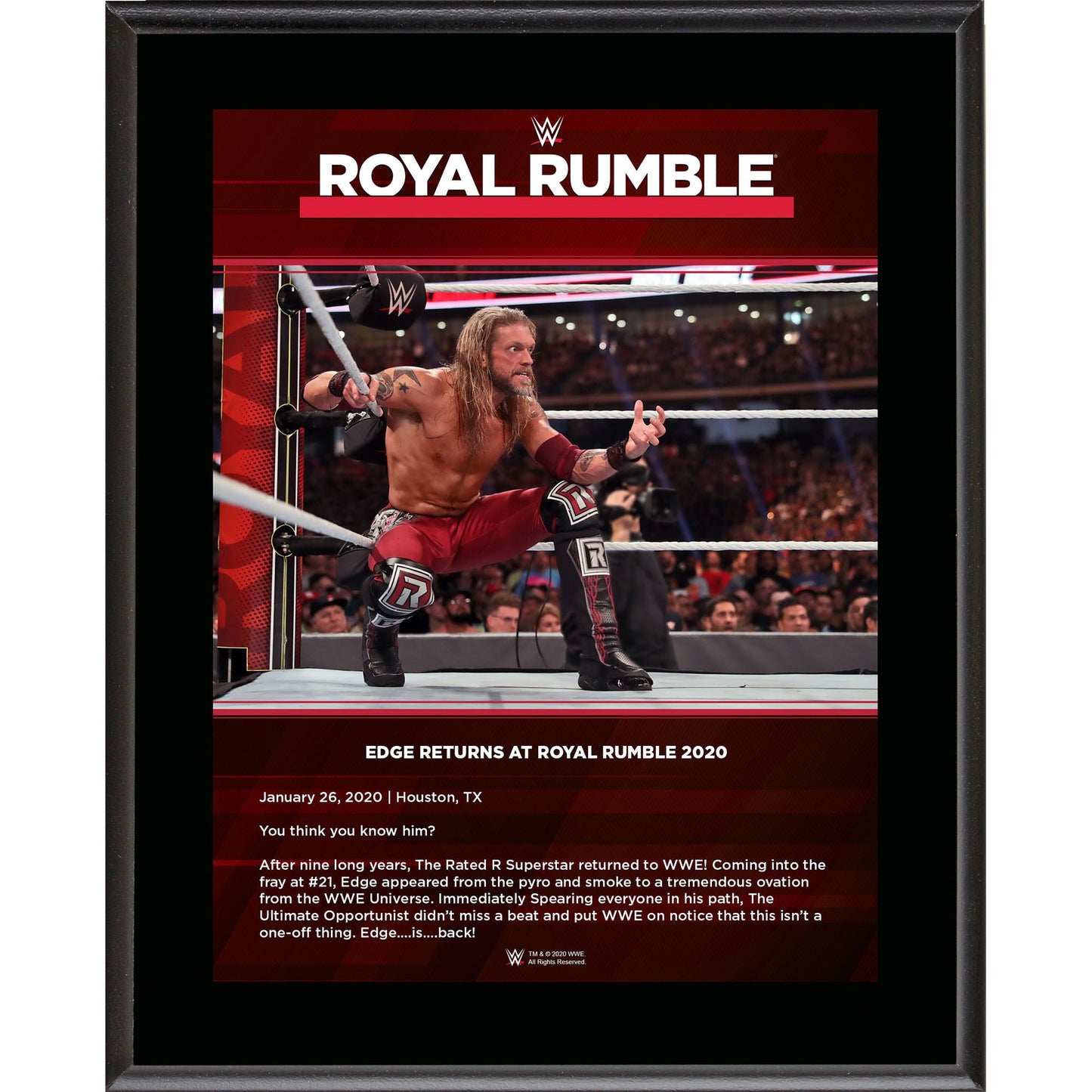 Edge Framed 10.5" x 13" 2020 Royal Rumble Sublimated Plaque