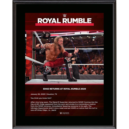 Edge Framed 10.5" x 13" 2020 Royal Rumble Sublimated Plaque