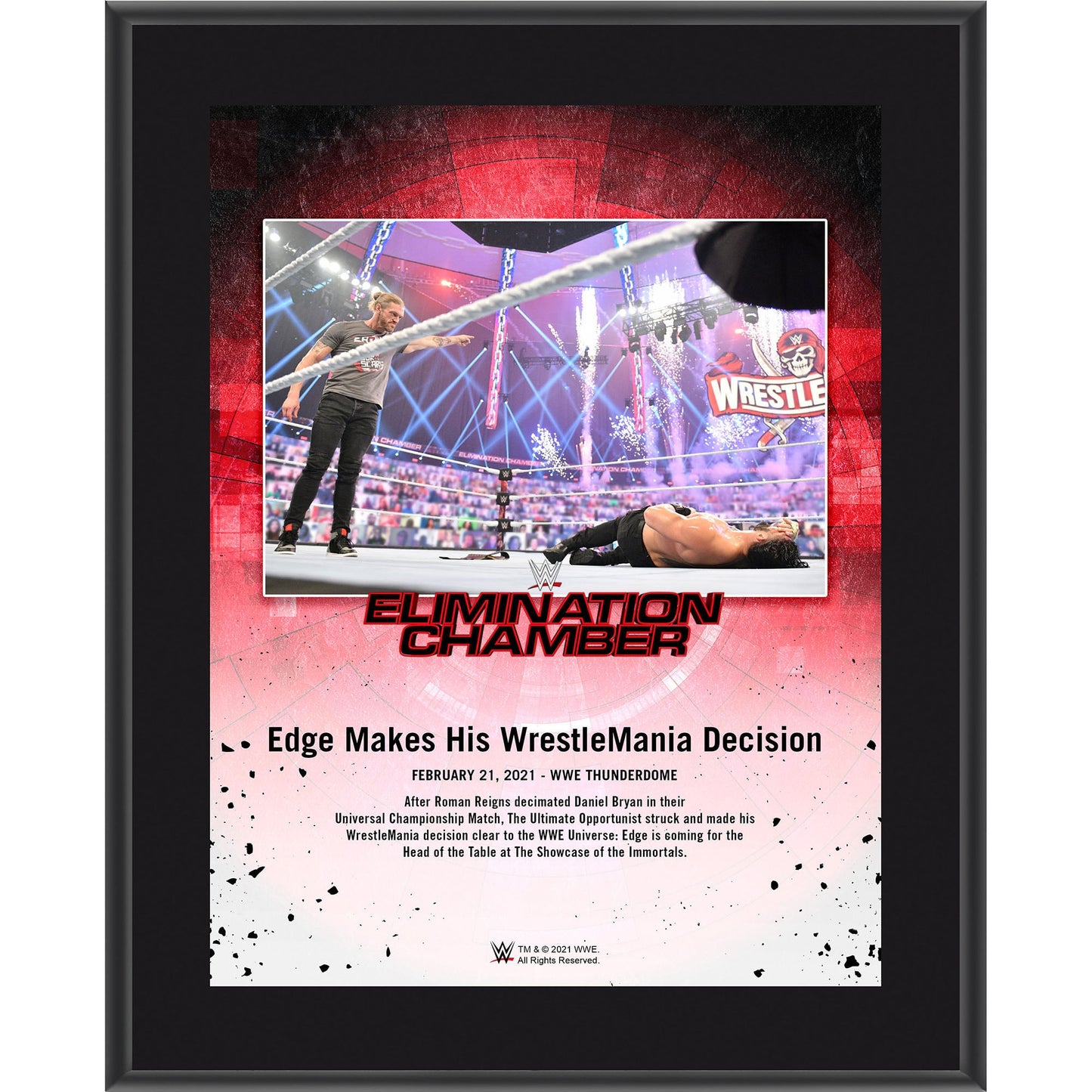 Edge Framed 10.5" x 13" 2021 Elimination Chamber Sublimated Plaque