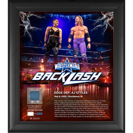 Edge WWE Framed 15'' x 17'' 2022 WrestleMania Backlash Core Frame with a Piece of Match-Used Canvas - Limited Edition of 250
