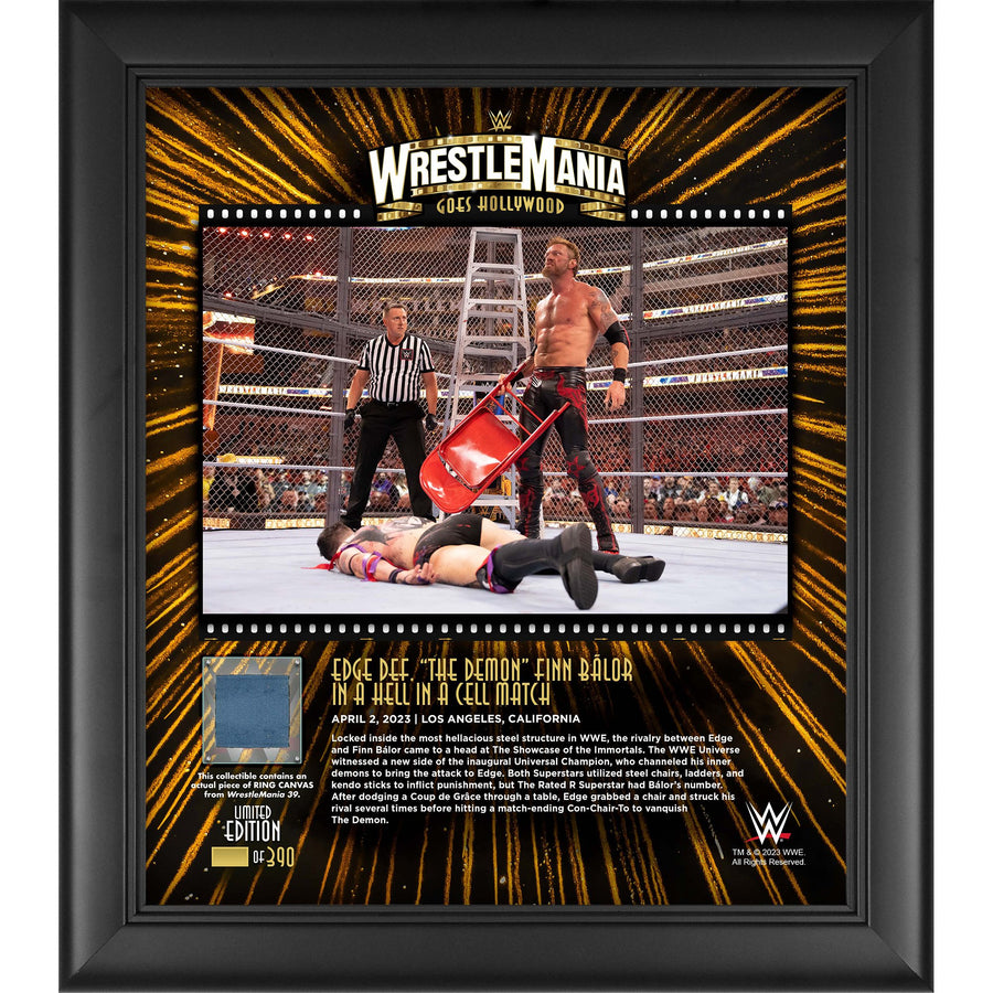 Edge WWE Framed 15" x 17" 2023 WrestleMania 39 Night 2 Collage with a Piece of Match-Used Canvas - Limited Edition of 390 Photo PWcatalog