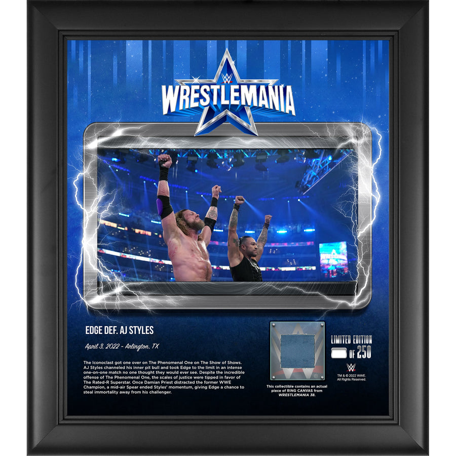 Edge WWE Framed 15" x 17" WrestleMania 38 Night 2 Core Frame with a Piece of Match-Used Canvas - Limited Edition of 250