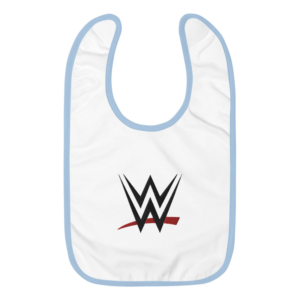 [Color:Light Blue] WWE Logo Embroidered Baby Bib
