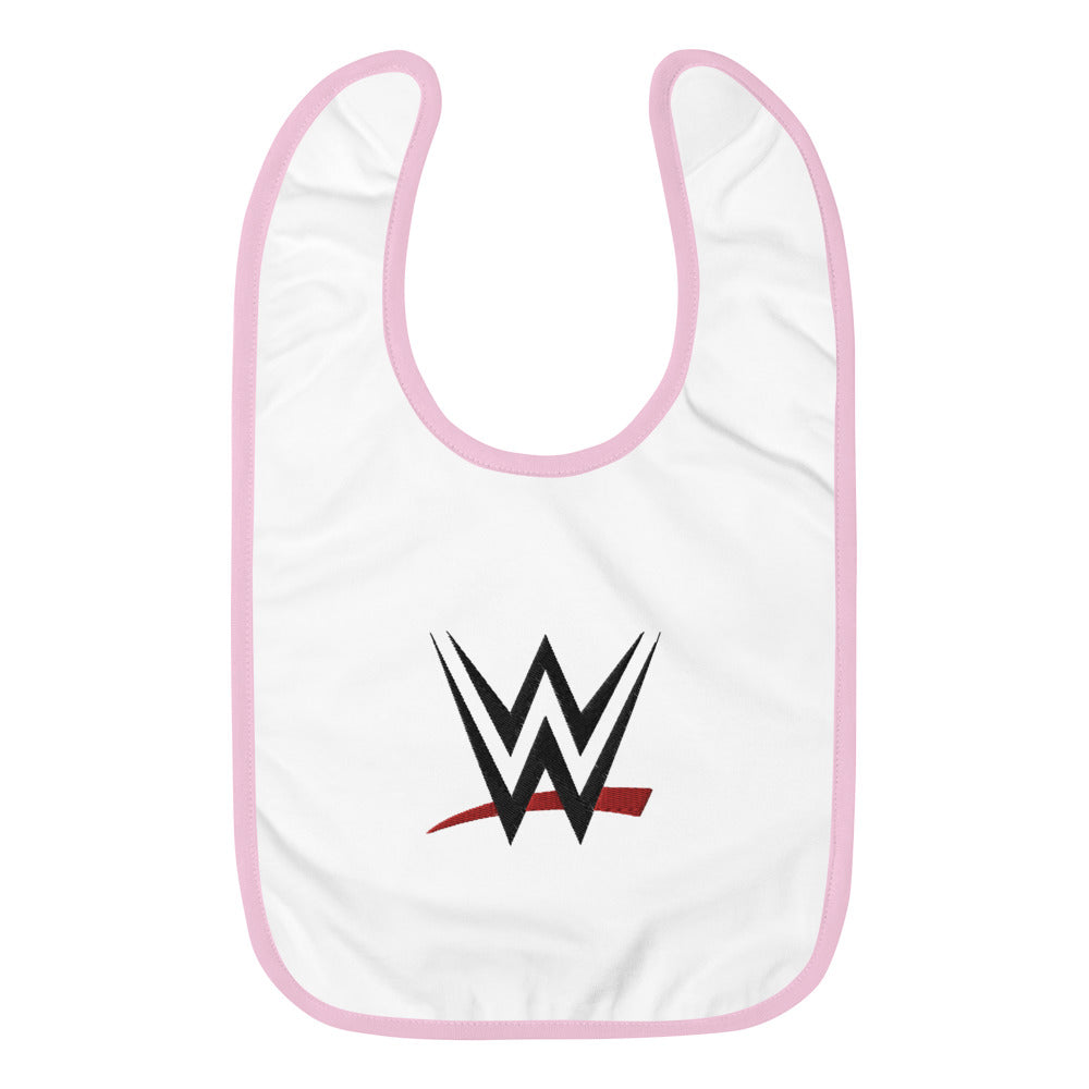 [Color:Pink] WWE Logo Embroidered Baby Bib