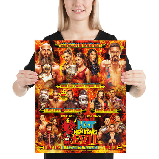 NXT New Year's Evil 16x20 Fight Card Poster Wall Art & Posters Default Title PWcatalog
