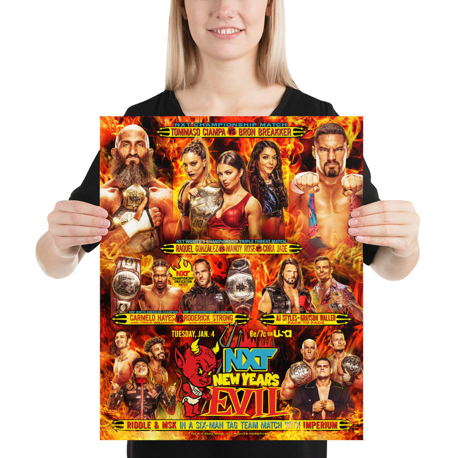 NXT New Year's Evil 16x20 Fight Card Poster