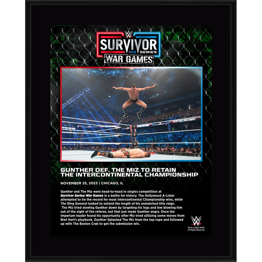 Gunther WWE 10.5" x 13" 2023 Survivor Series Sublimated Plaque