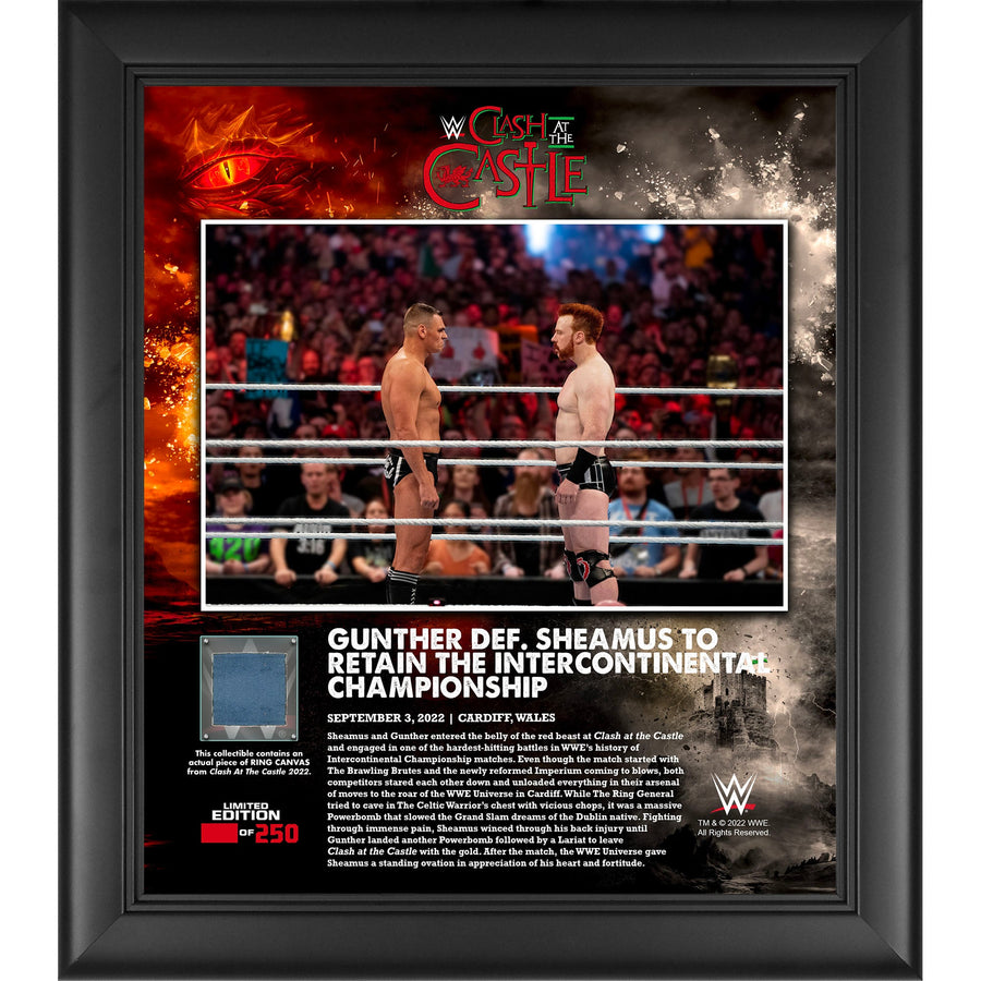 Gunther WWE Framed 15" x 17" 2022 Clash at the Castle Collage with a Piece of Match-Used Canvas - Limited Edition of 250 Photo PWcatalog