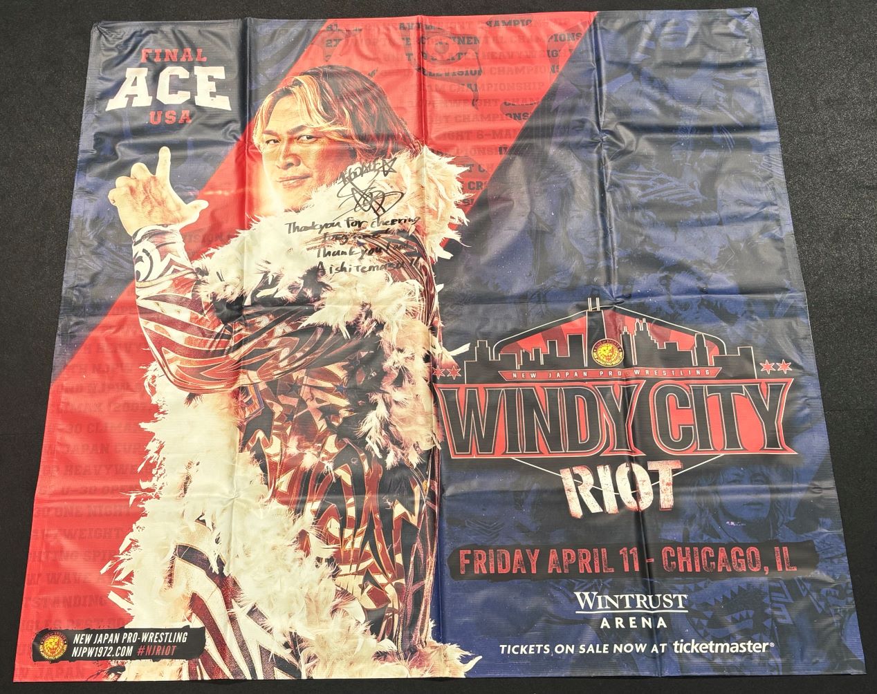 [Autographed] Hiroshi Tanahashi FINAL ACE USA Vinyl Banner Poster Poster PW Catalog