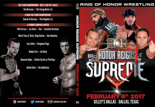 02/04/17 Honor Reigns Supreme- dallas,tx (DVD)