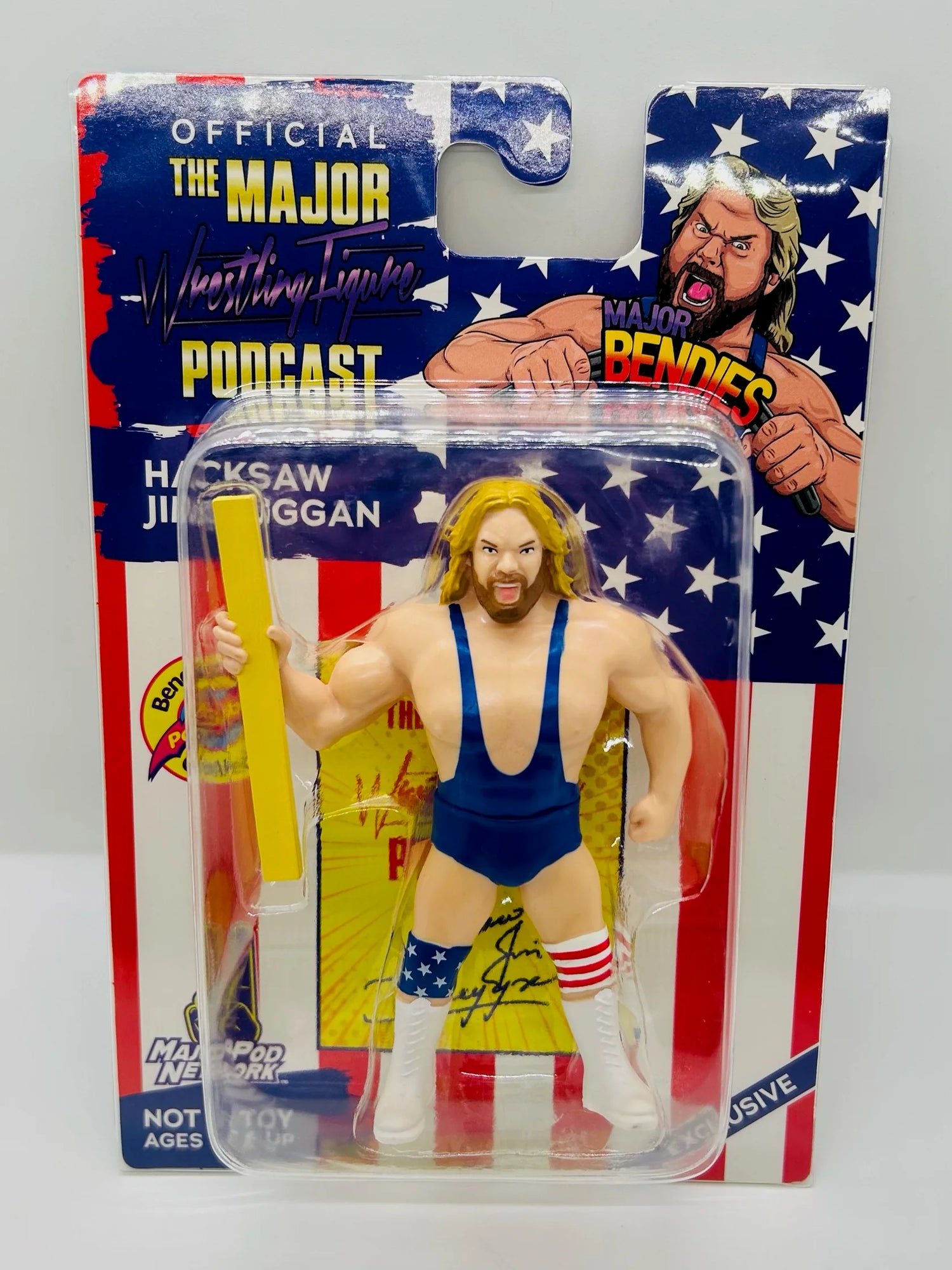 Major Wrestling Figure Podcast Major Bendies Hacksaw Jim Duggan (4th of July) Action & Toy Figures PWcatalog