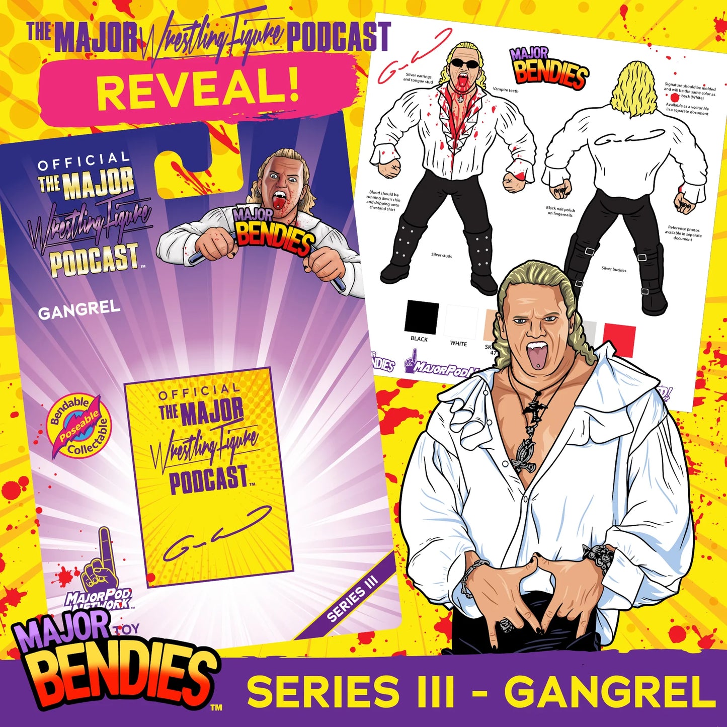Major Wrestling Figure Podcast Major Bendies Series 3 Gangrel (Bloody Chase) Action & Toy Figures PWcatalog