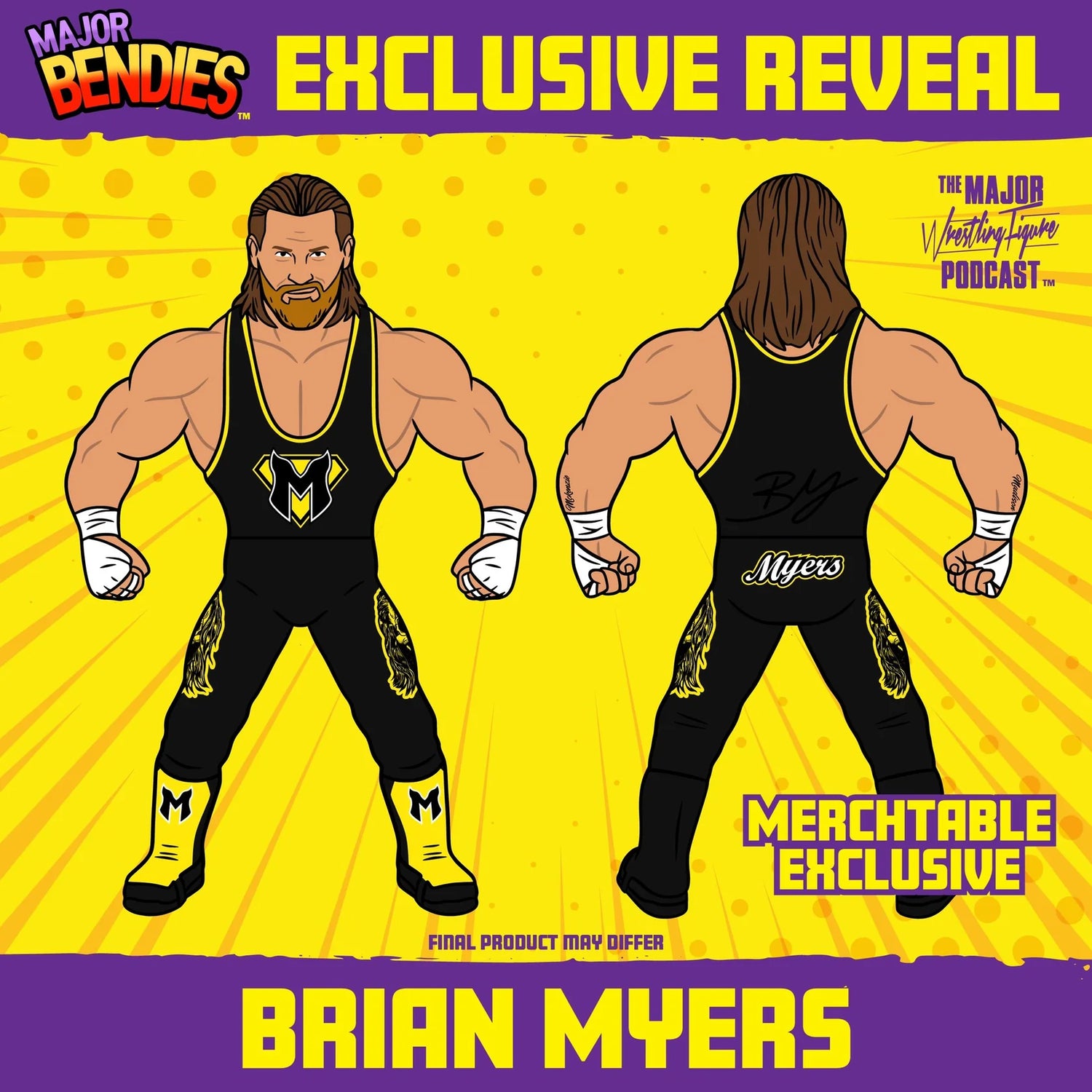 Major Wrestling Figure Podcast Major Bendies Brian Myers [Merch Stand Exclusive] Action & Toy Figures PWcatalog