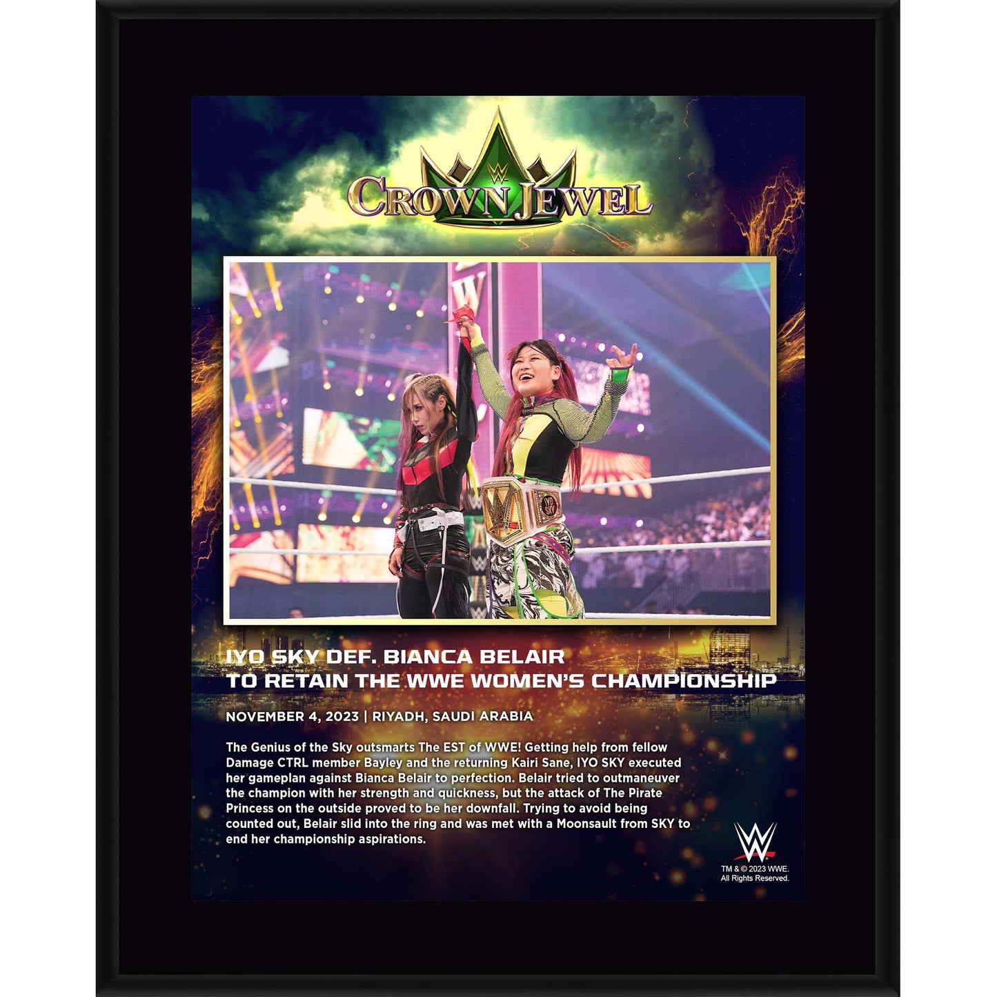 IYO SKY WWE 10.5" x 13" 2023 Crown Jewel Sublimated Plaque 