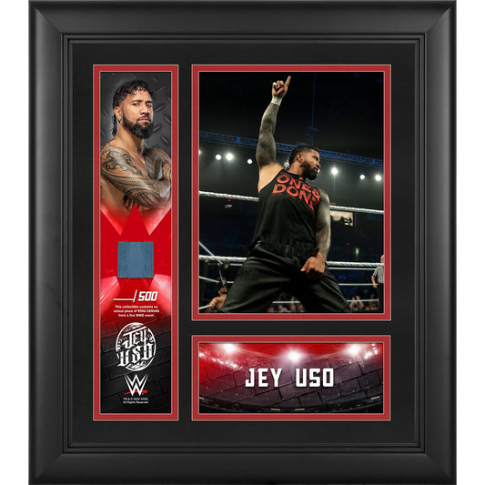 Jey Uso Framed 15" x 17" Collage with a Piece of Match-Used Canvas - Limited Edition of 500 Photo PWcatalog