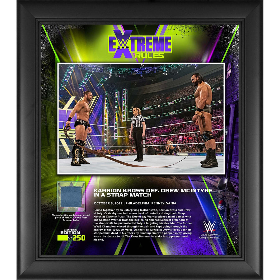 Karrion Kross Framed 15" x 17" 2022 Extreme Rules Collage with a Piece of Match-Used Canvas - Limited Edition of 250