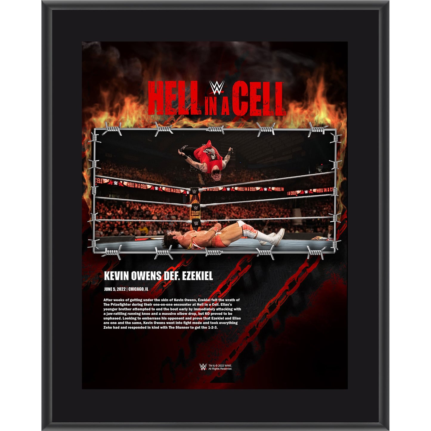 Kevin Owens 10.5" x 13" 2022 Hell in a Cell Sublimated Plaque