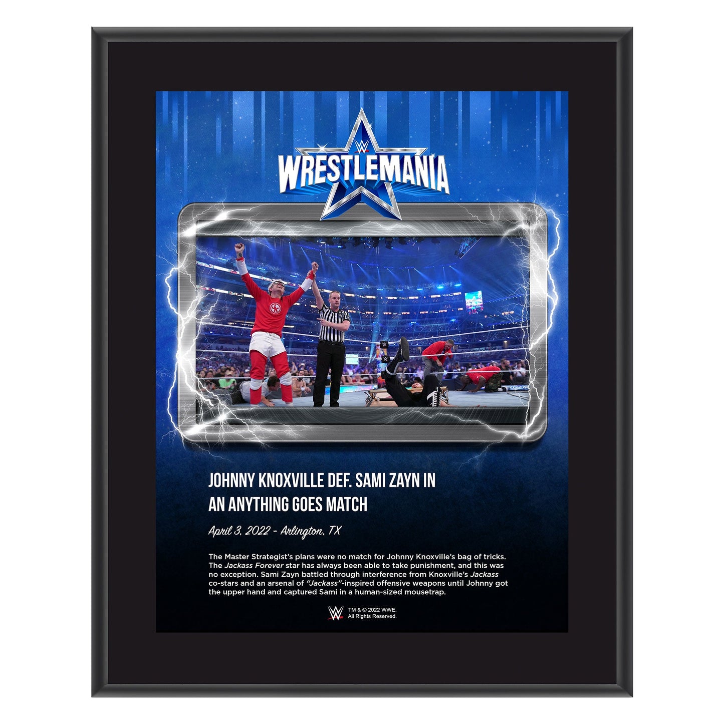 Johnny Knoxville WrestleMania 38 10x13 Commemorative Plaque