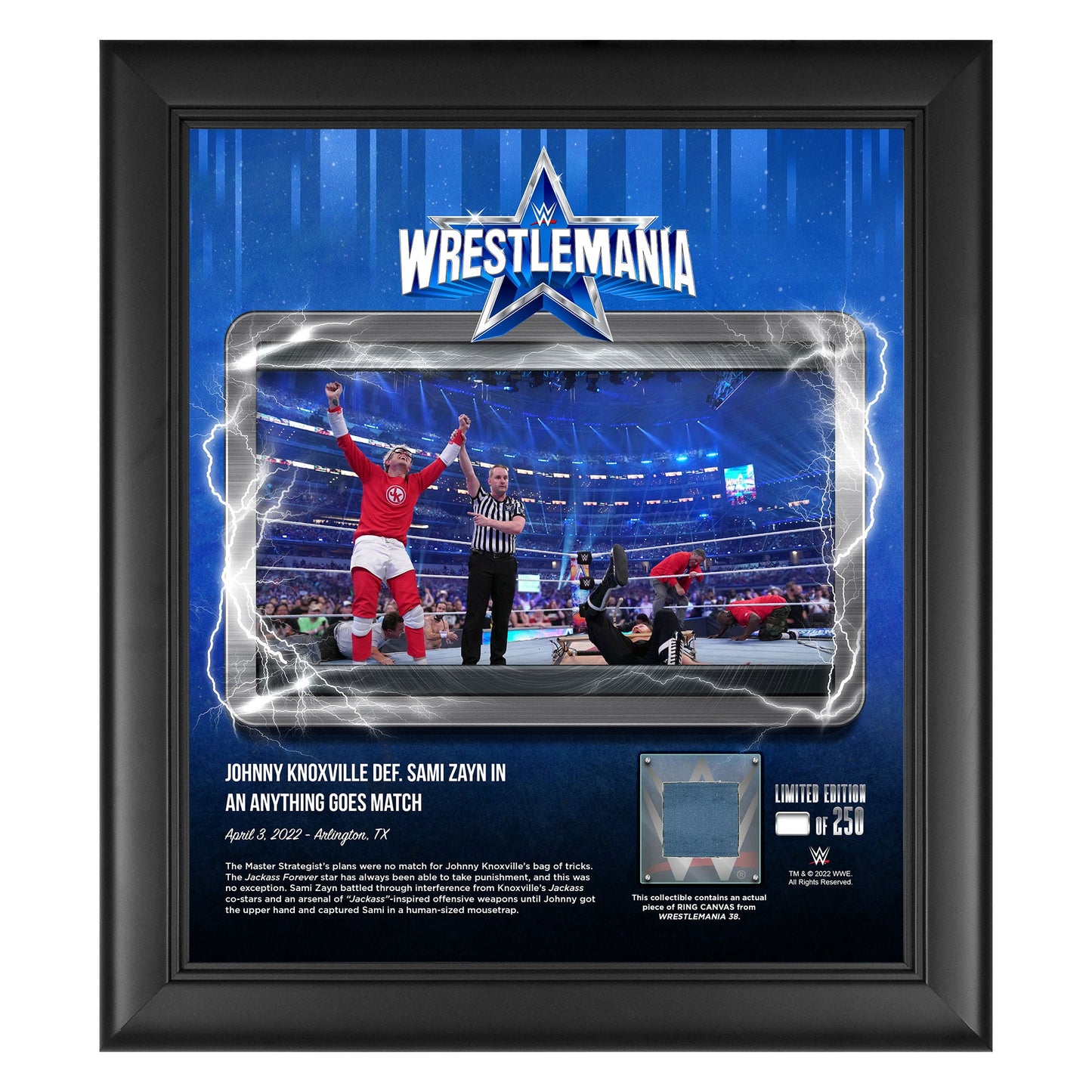 Johnny Knoxville WrestleMania 38 15x17 Commemorative Plaque