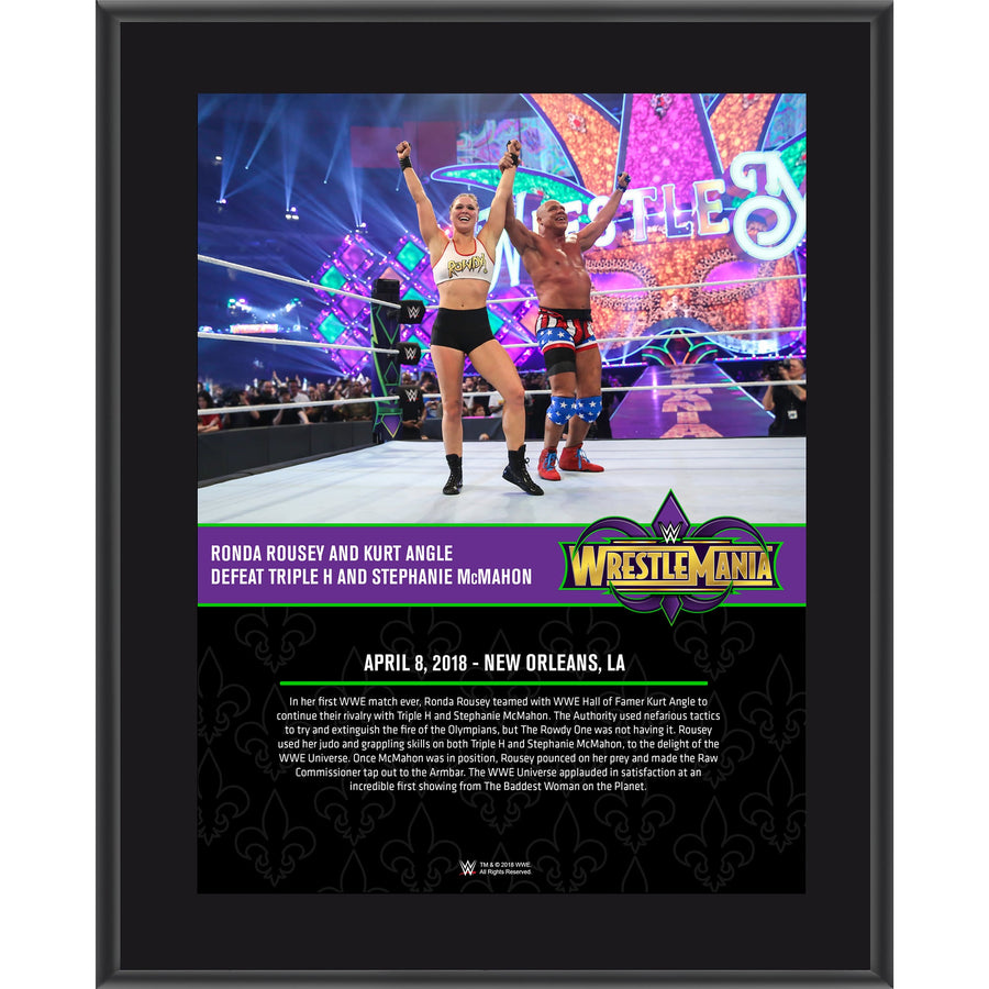 Kurt Angle & Ronda Rousey 10.5" x 13" WrestleMania 34 Sublimated Plaque
