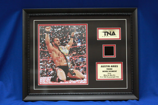 Austin Aries Framed & Matted Trunk Worn Plaque PW Catalog