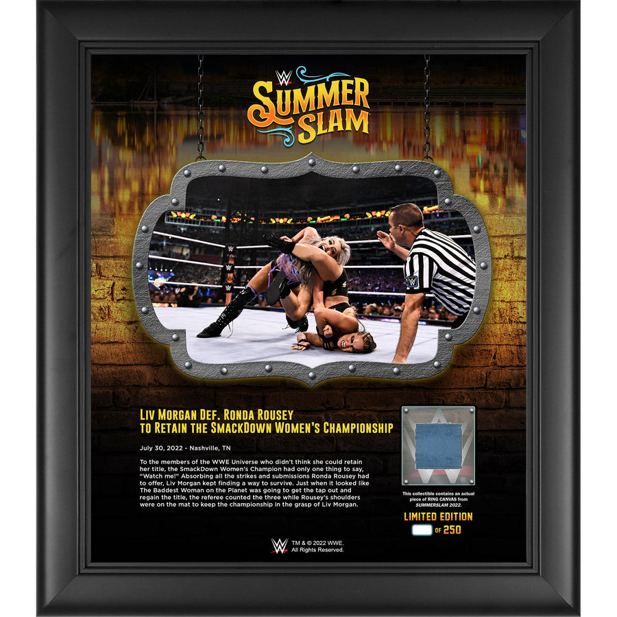 Liv Morgan 15" x 17" 2022 SummerSlam Collage with a Piece of Match-Used Canvas - Limited Edition of 250