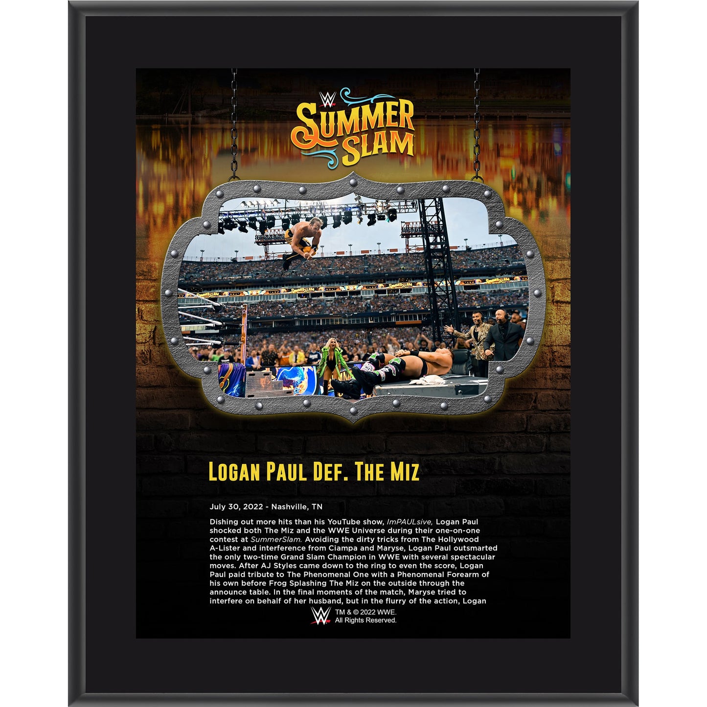 Logan Paul 10.5" x 13" 2022 SummerSlam Sublimated Plaque