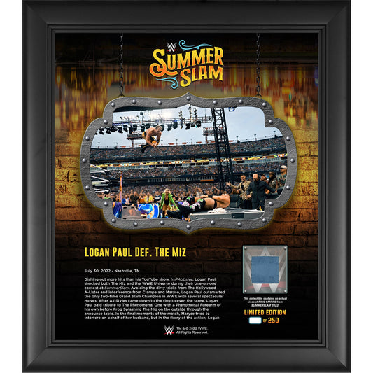 Logan Paul 15" x 17" 2022 SummerSlam Collage with a Piece of Match-Used Canvas - Limited Edition of 250