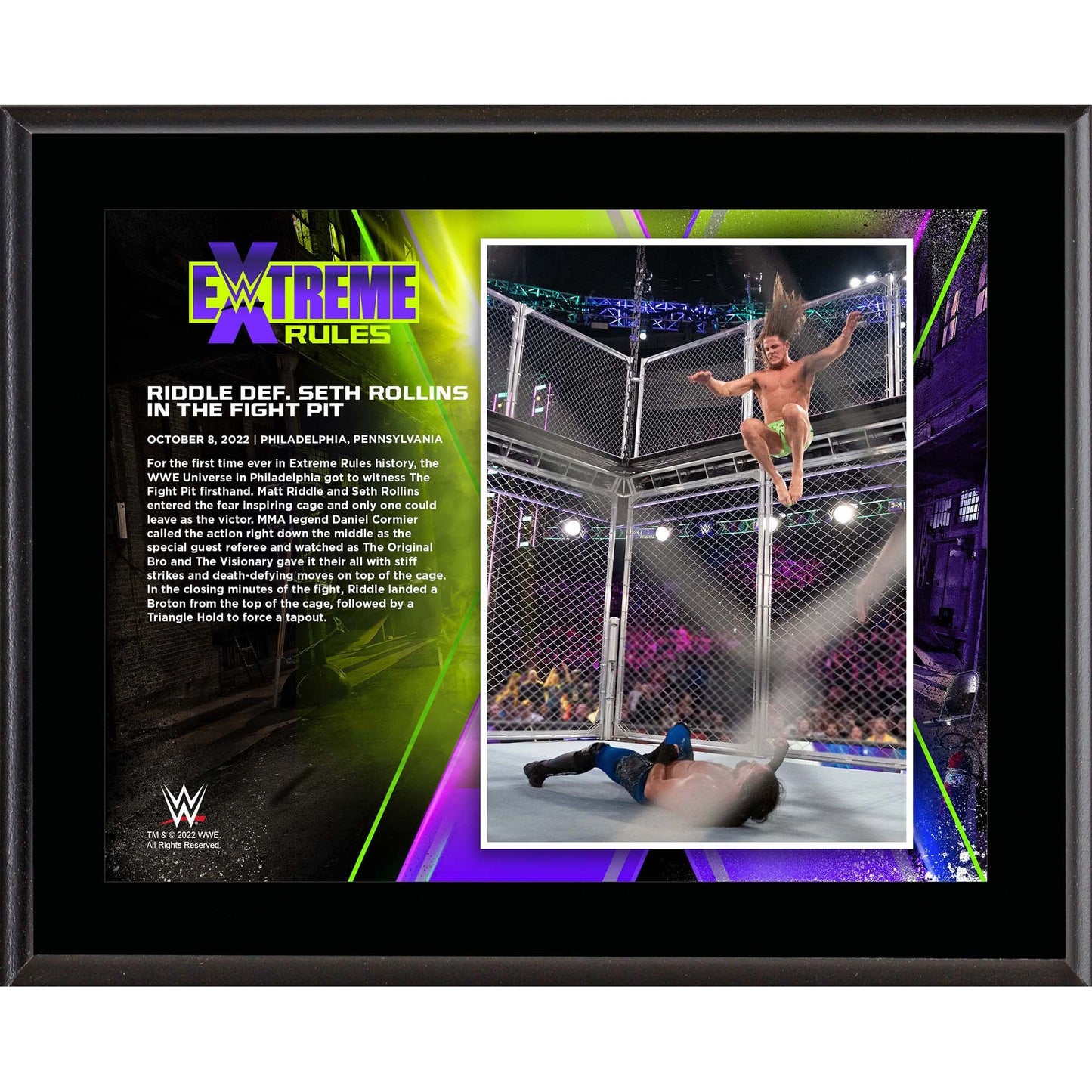 Matt Riddle 10.5" x 13" 2022 Extreme Rules Sublimated Plaque