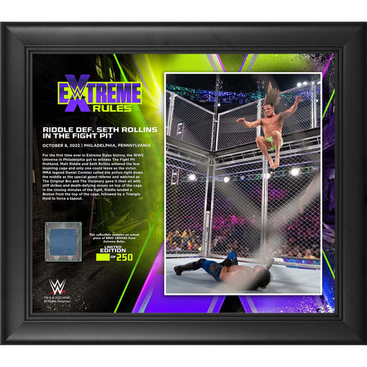 Matt Riddle Framed 15" x 17" 2022 Extreme Rules Collage with a Piece of Match-Used Canvas - Limited Edition of 250 Photo PWcatalog