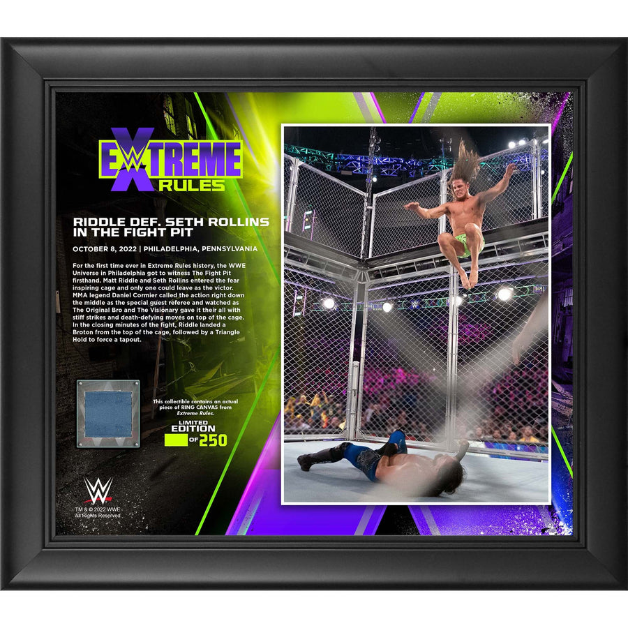 Matt Riddle Framed 15" x 17" 2022 Extreme Rules Collage with a Piece of Match-Used Canvas - Limited Edition of 250