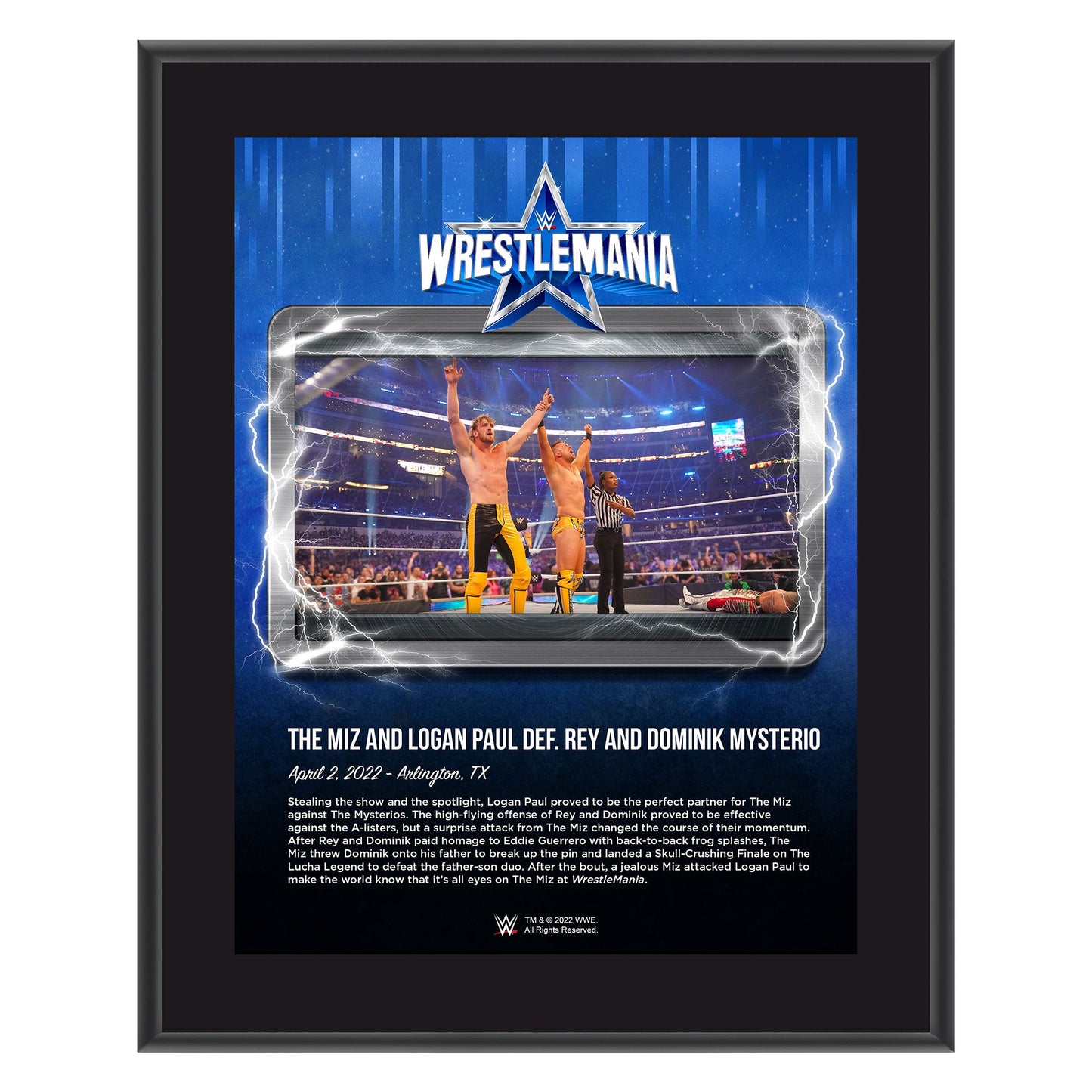 The Miz & Logan Paul WrestleMania 38 10x13 Commemorative Plaque