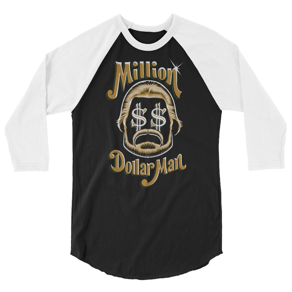 “Million Dollar Man” Ted DiBiase "Dollar Signs" 3/4 Sleeve Raglan Shirt