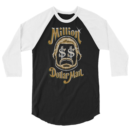 “Million Dollar Man” Ted DiBiase "Dollar Signs" 3/4 Sleeve Raglan Shirt
