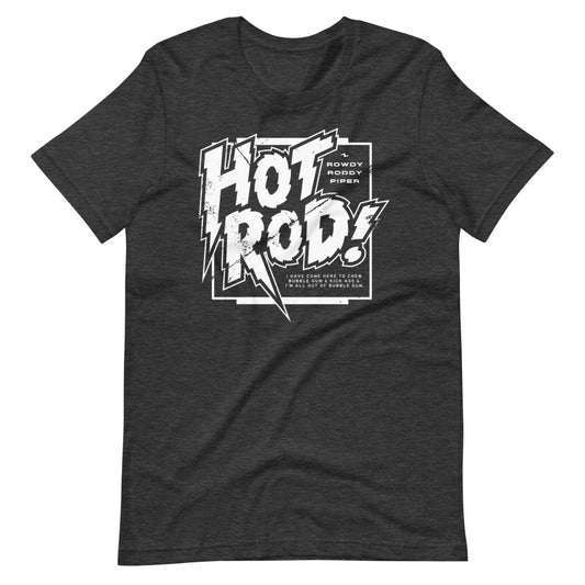 [Color:Dark Grey Heather] Rowdy Roddy Piper "Hot Rod! Logo" T-Shirt