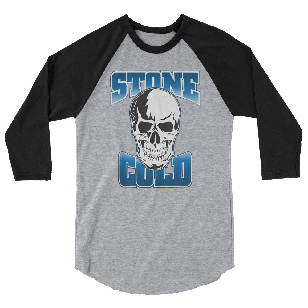 [Color:Heather Grey/Black] Stone Cold Steve Austin "Stone Cold Skull" 3/4 Sleeve Raglan Shirt