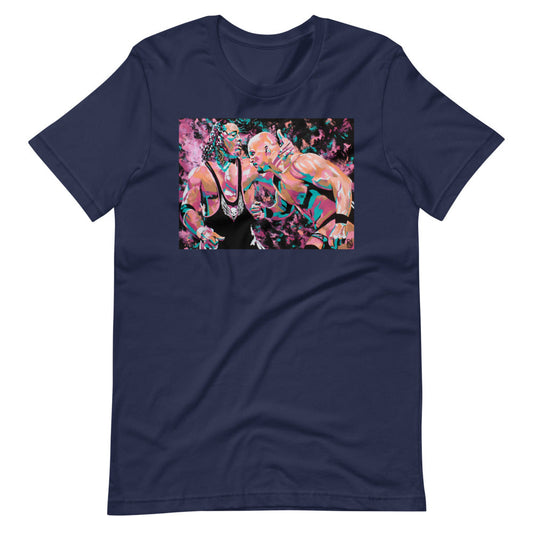 [Color:Navy] Bret Hart vs Stone Cold Rob Schamberger T-Shirt