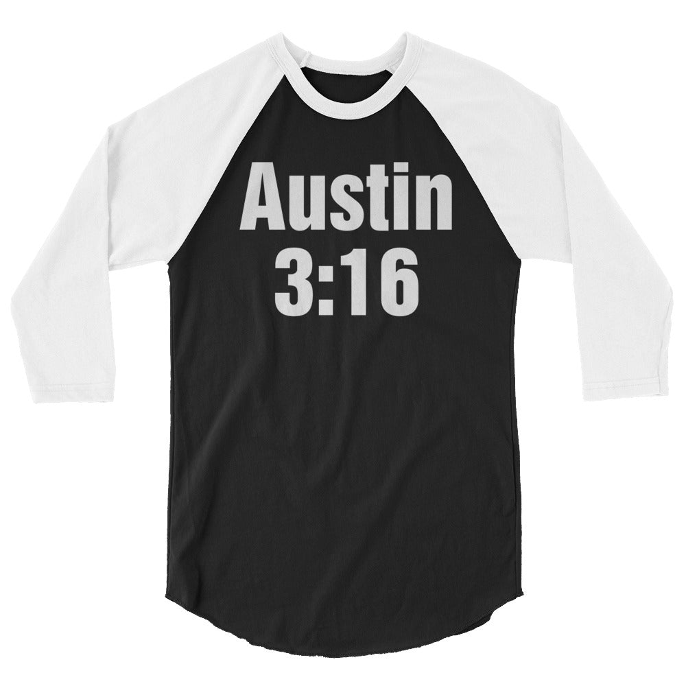 [Color:Black/White] Stone Cold Steve Austin "Austin 3:16" 3/4 Sleeve Raglan Shirt