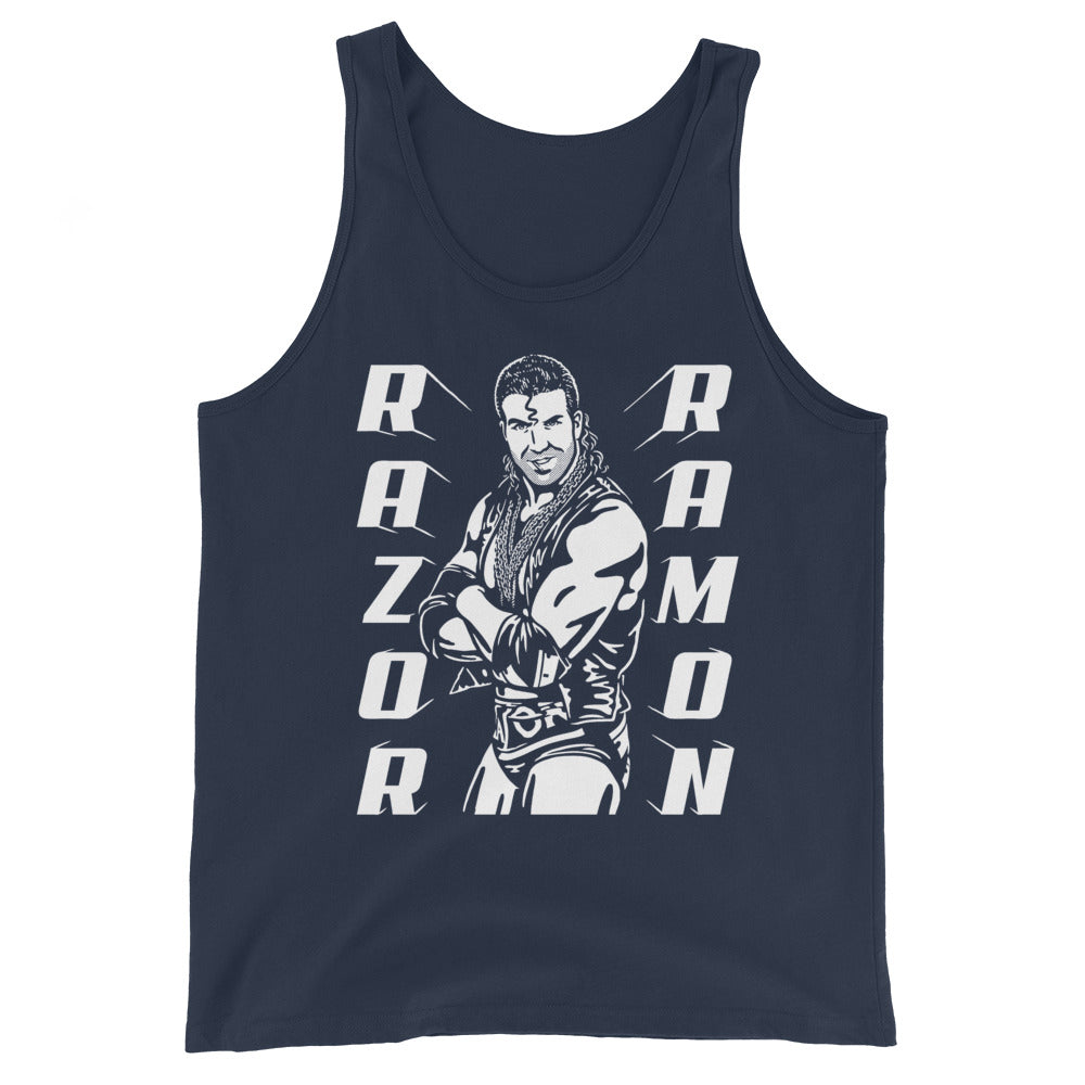 [Color:Navy] Razor Ramon "Illustrated" Tank Top