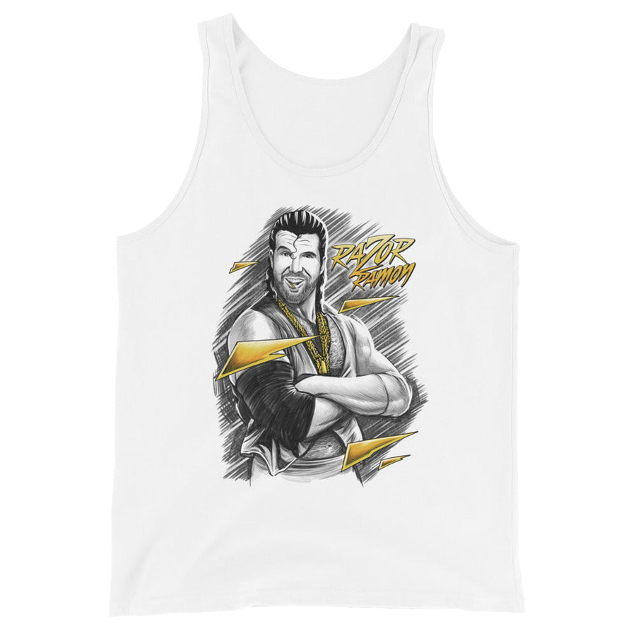 [Color:White] Razor Ramon "Arms Crossed" Tank Top