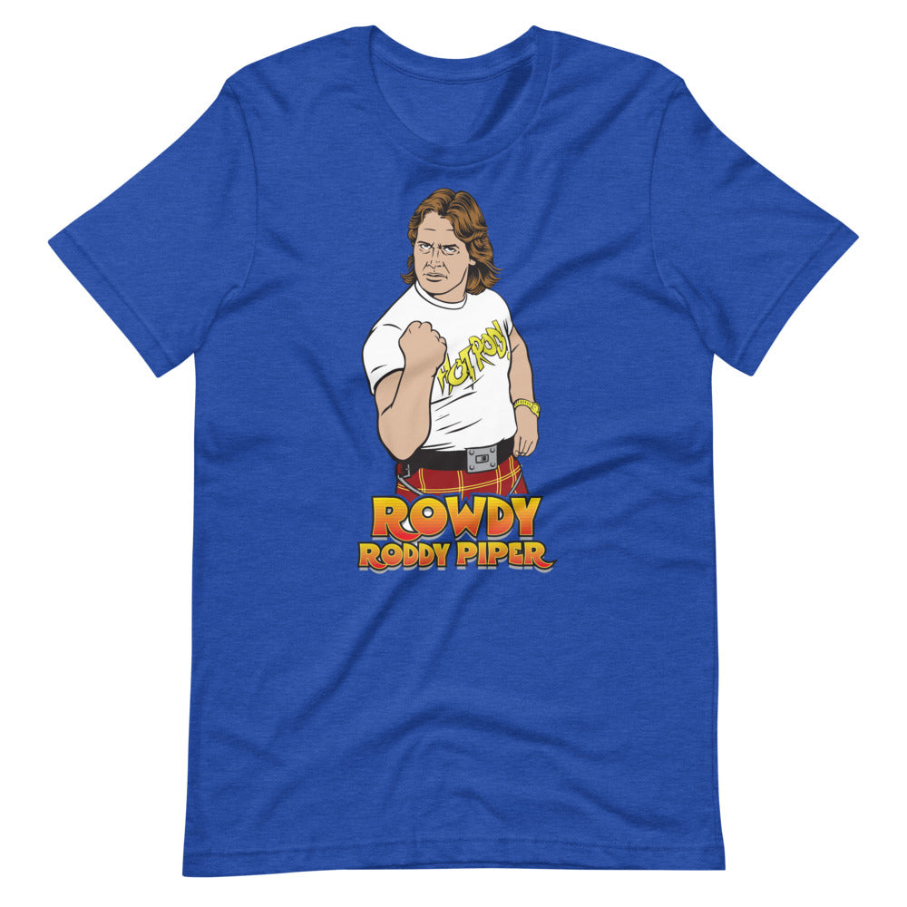 [Color:Heather True Royal] Rowdy Roddy Piper "Illustrated Pose" T-Shirt