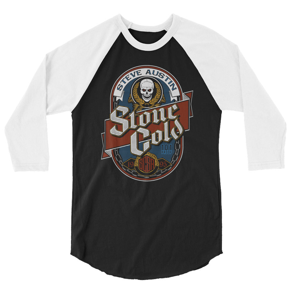[Color:Black/White] Stone Cold Steve Austin "101 Proof" 3/4 Sleeve Raglan Shirt