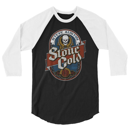 [Color:Black/White] Stone Cold Steve Austin "101 Proof" 3/4 Sleeve Raglan Shirt