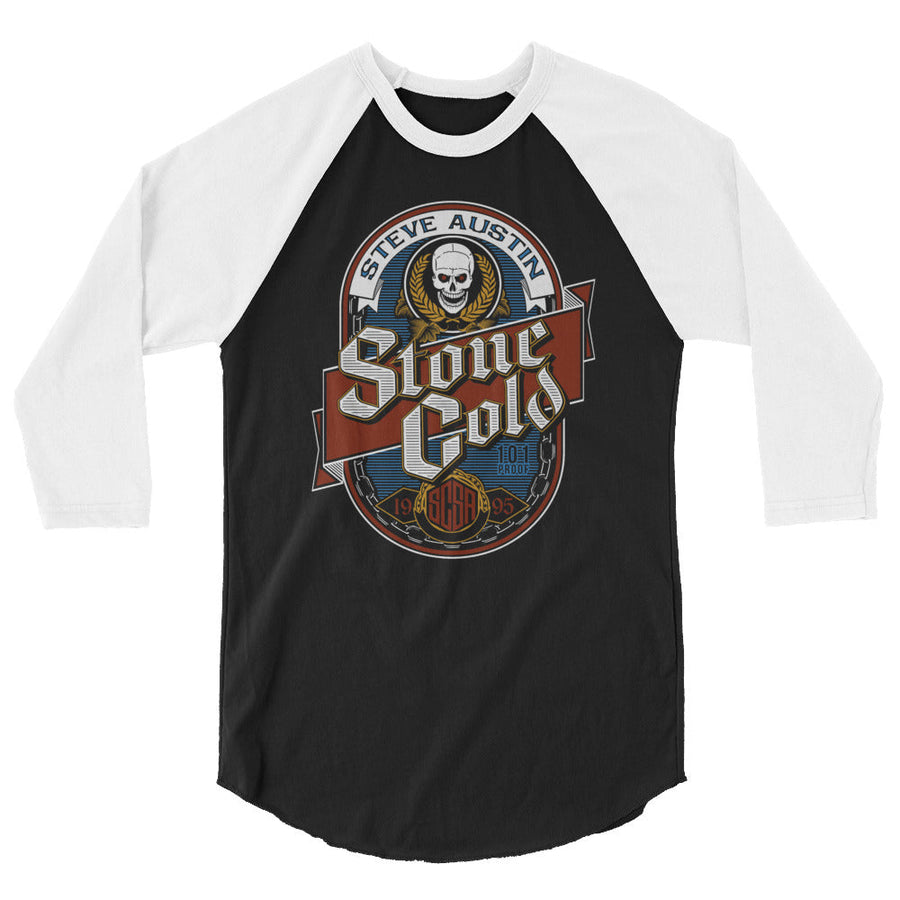 [Color:Black/White] Stone Cold Steve Austin "101 Proof" 3/4 Sleeve Raglan Shirt